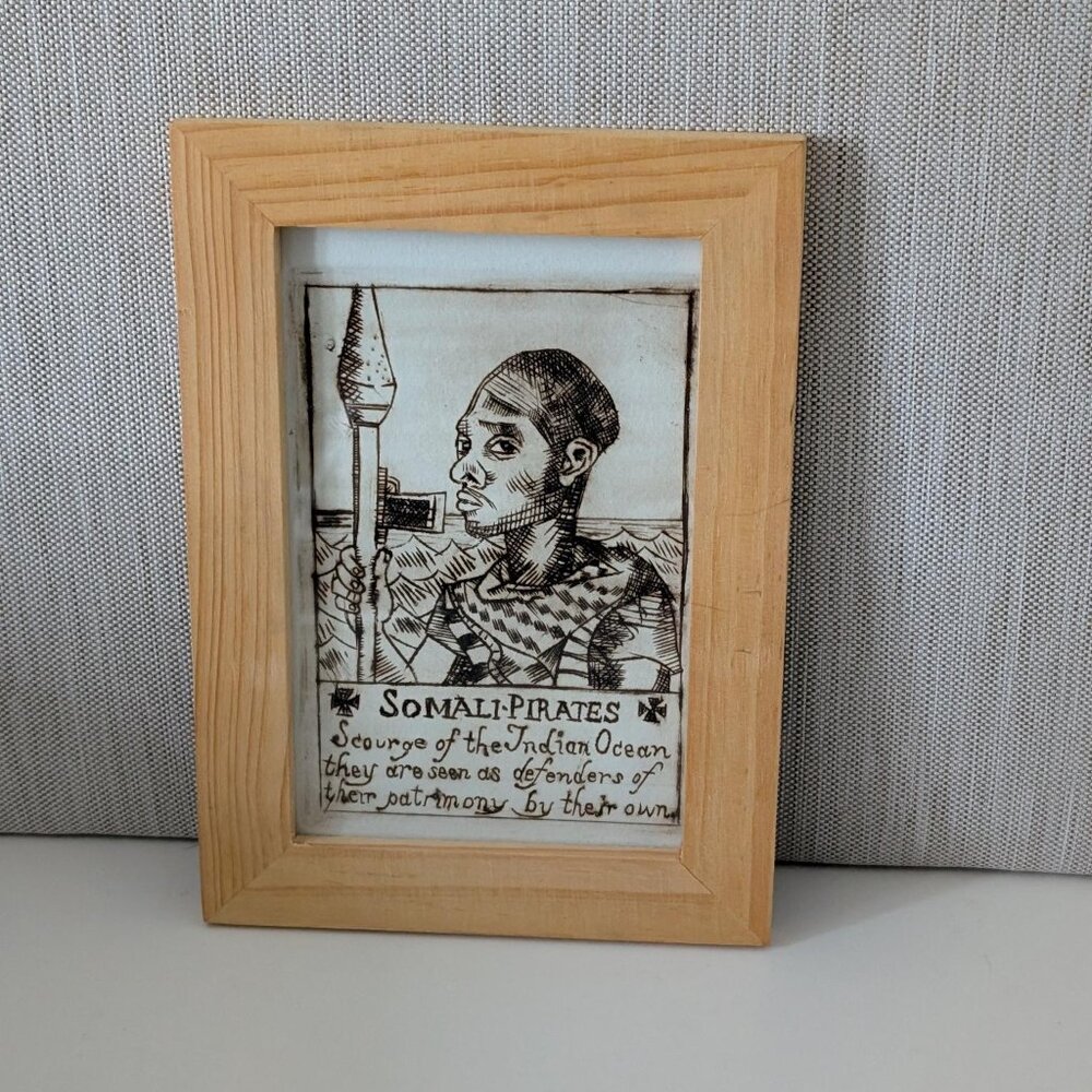 Intaglio Print Framed - Handcrafted - Artwork -Signed - Somali Pirates Wall Art